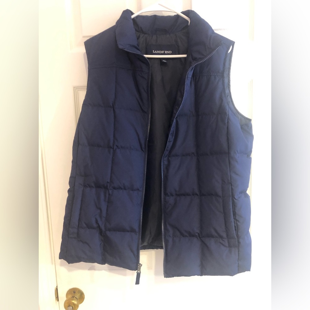 Lands’ End Puffer Vest, Women’s Size Large, Navy Color